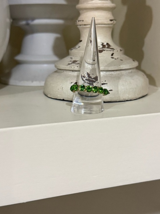Jewelry - Large Gold Tone and Lime Green Faux Stone Ring Band